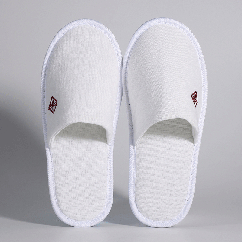 Hotel Guest Slippers Wholesale Good Quality White Linen Slippers for Spa And Hotel