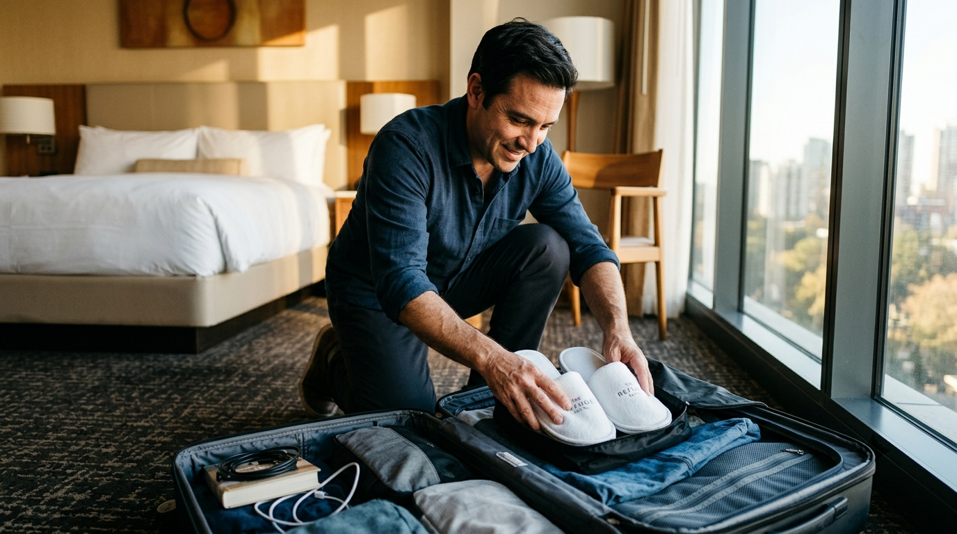 A Father's First Stay at A Five-Star Hotel – He Carefully Folded The Slippers And Took Them Home