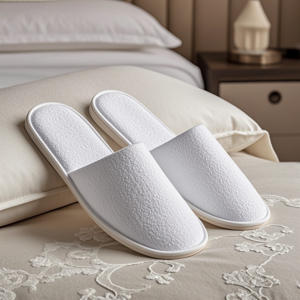 Luxury Monogram Branded Plush Terry Hotel Slippers for Bulk Hotel Supplies
