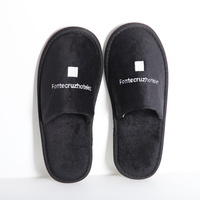Premium Customized Logo Monogrammed Dense Velvet Hotel Slippers for Hotel Bulk Order
