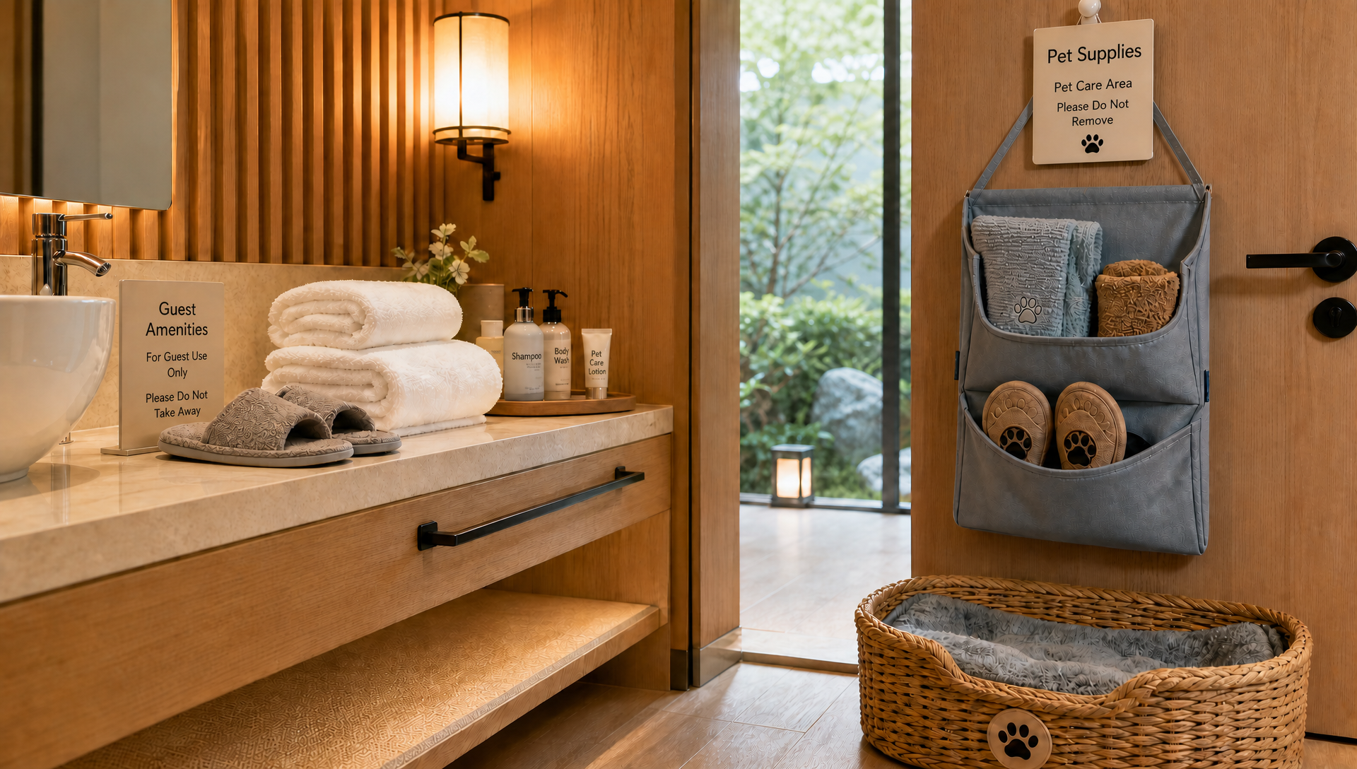 In "Human-Pet Shared" Rooms at Hot Spring Resorts, How Should Slippers And Bath Towels Be Managed by Zone?