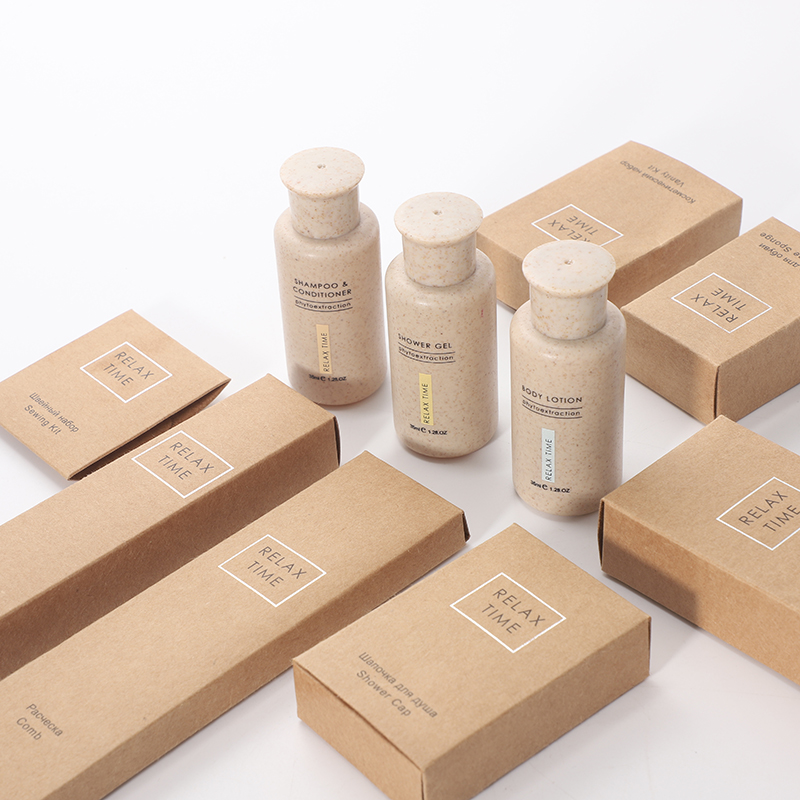  Luxury Custom Eco Hotel Amenities Set with Biodegradable Packaging for Premium Guest Rooms
