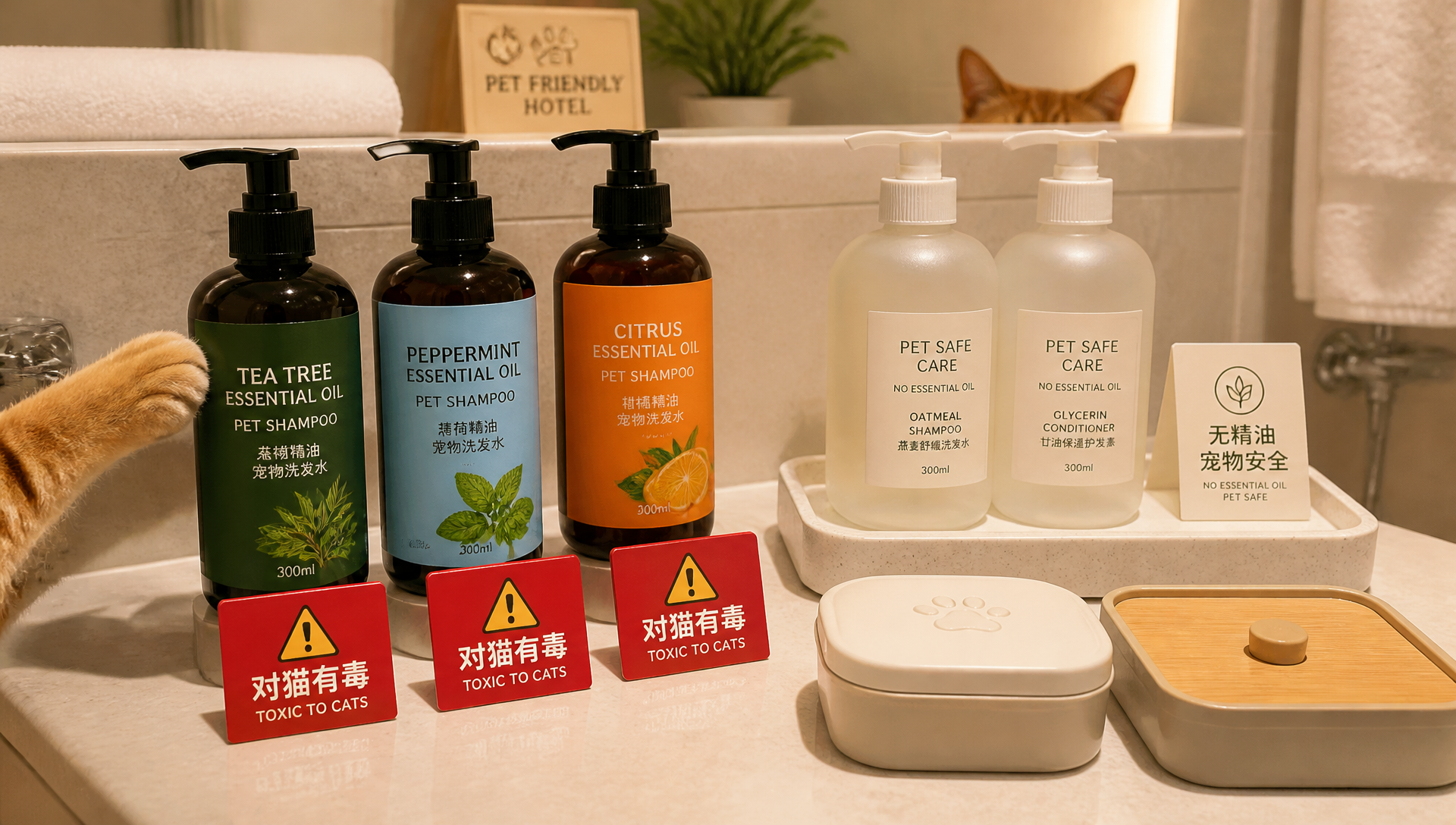 Tea Tree, Peppermint, Citrus – Three Essential Oils in Toiletry Sets That Are Toxic To Cats